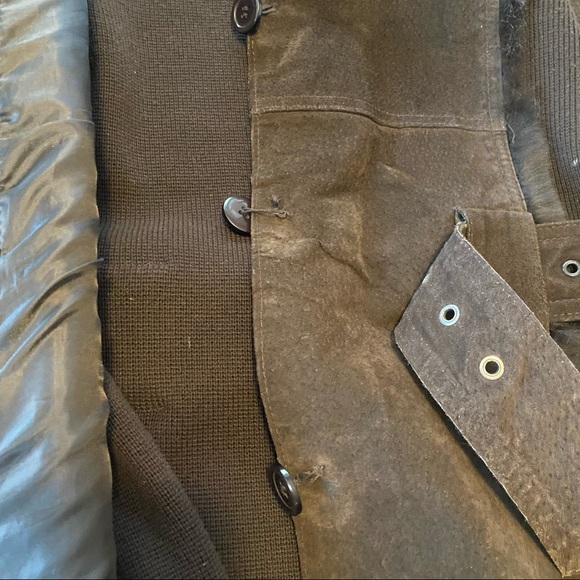 Vintage Brown Suede Sweater Coat Fur Collar Trench Coat M - Picture 9 of 13